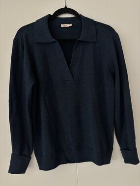 Faherty Collared Knit Pullover - Deep Blue